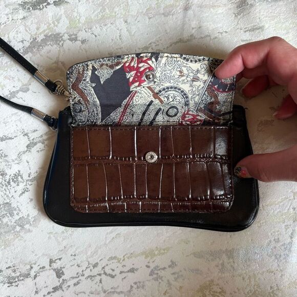 Brighton Leather Y2K multi tone leather heart wallet wristlet - Picture 3 of 5